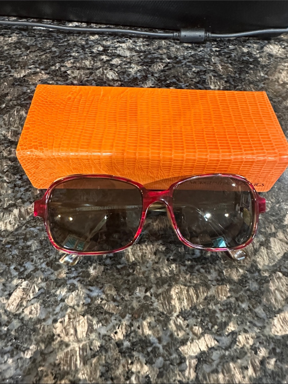 Beautiful Morgenthal Frederic’s ultra red, brown sunglasses with case